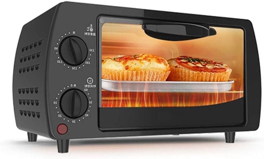Mini Oven Kleine Oven Thuis Bakken Circulatieluchtfunctie 9L Zwart