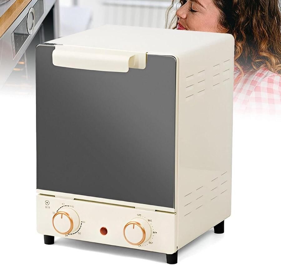 Mini Oven Luchtfriteuse Oven Kleine Keuken Verticaal Compact Design 15 Liter Wit