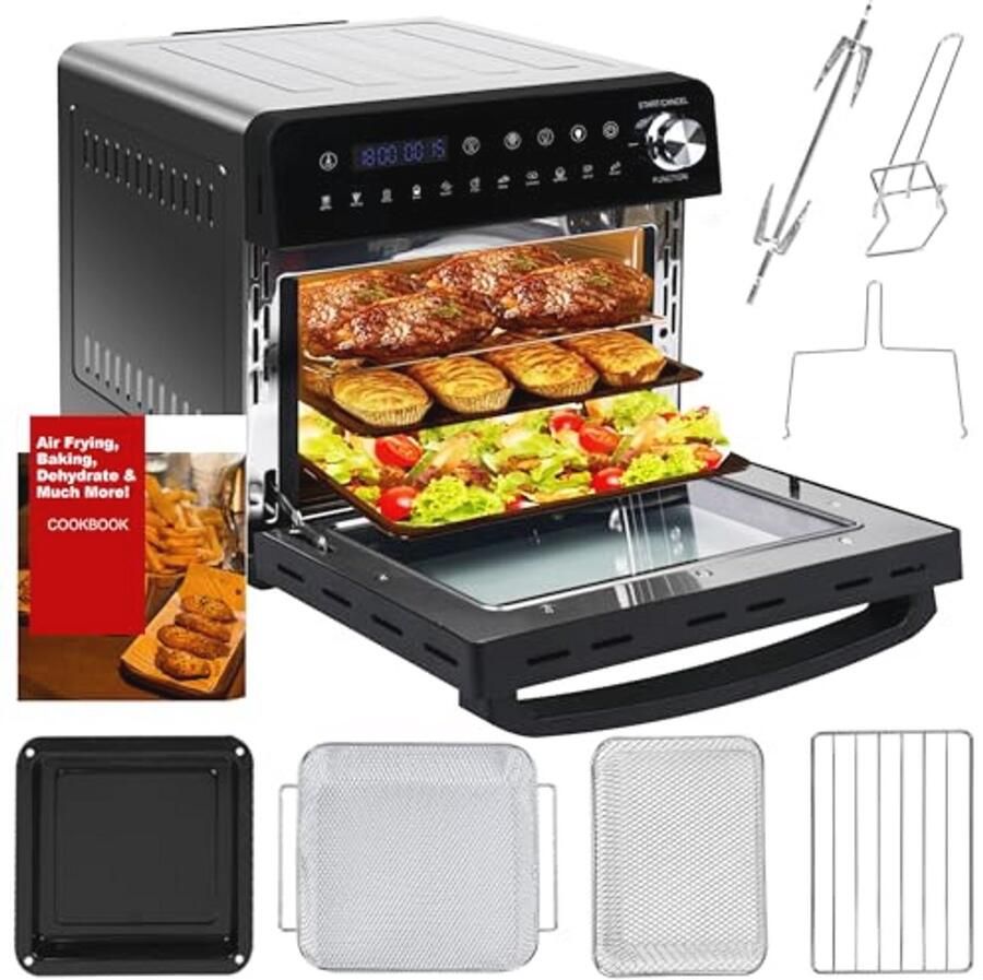 Mini Oven met Airfryer Functies 14L 1800W 11-in-1 met Aanraakscherm en 7 Accessoires