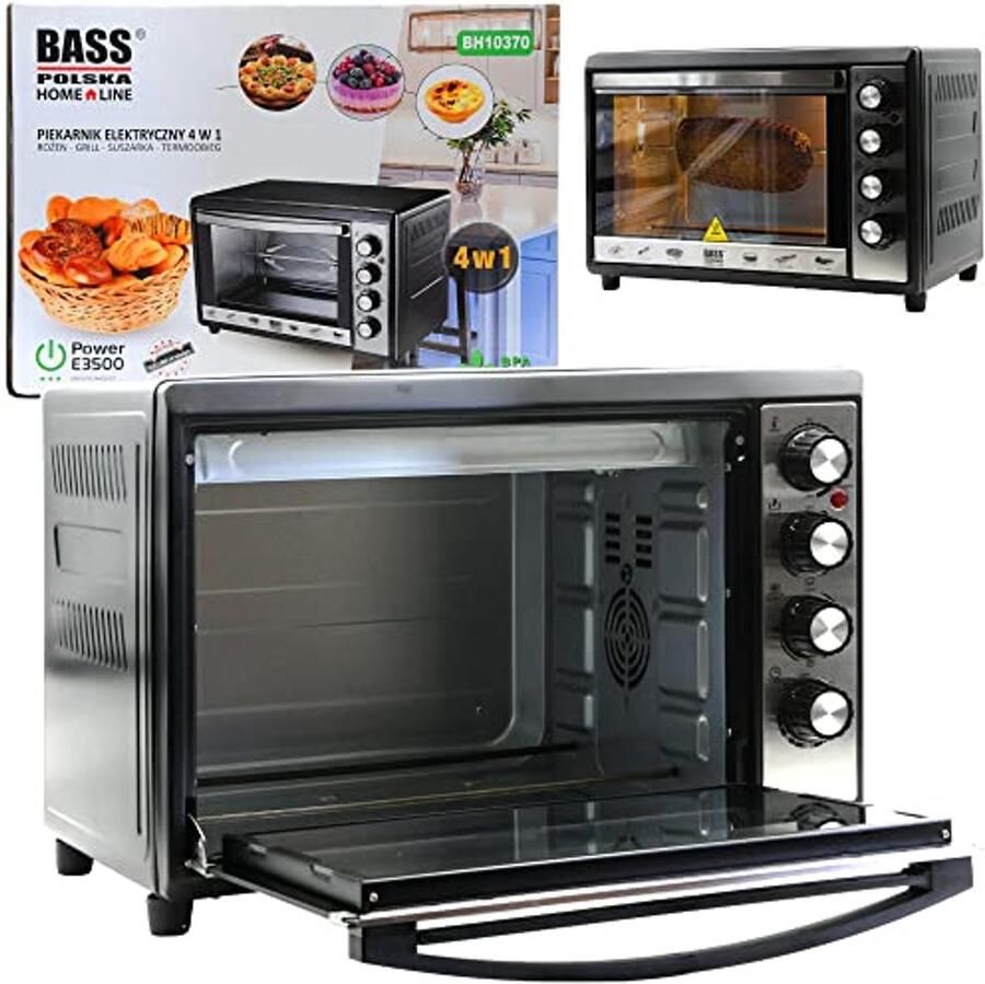 Mini-oven met draaispit 48L tot 230°C Perfect voor kleine keukens pizza's en bakken