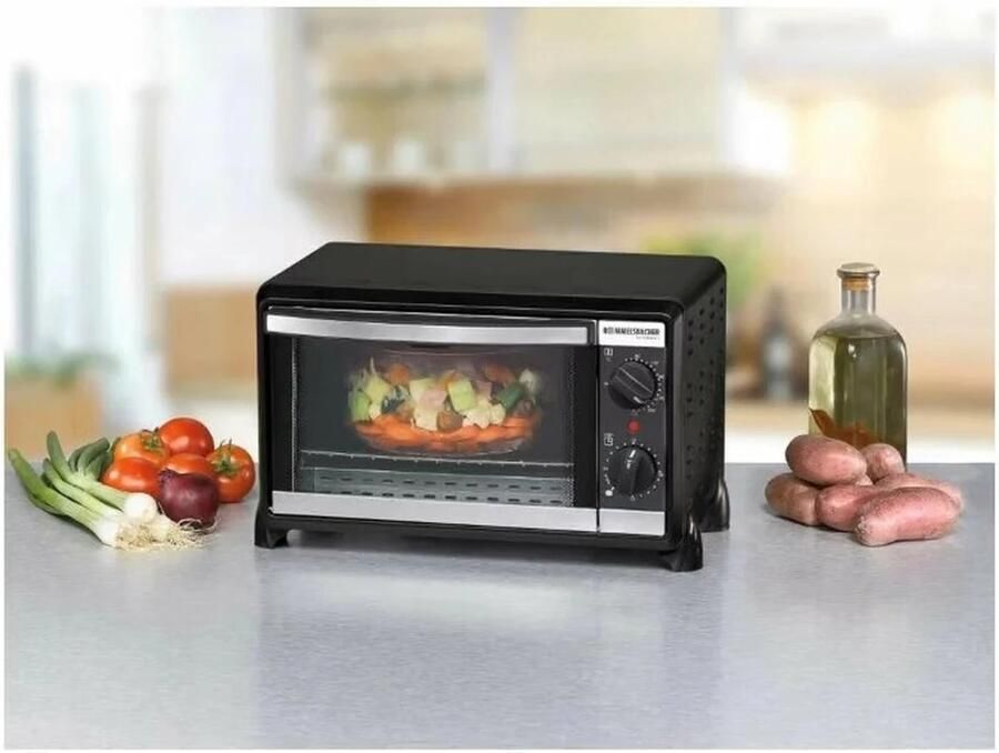 Mini Oven met Grill – 80-230°C Instelbaar – Compact Vrijstaand Model – 38 5 cm – Zwart