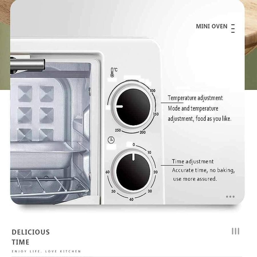 Mini Oven Multifunctionele Oven Koken Bakken Digitale Timer 10 Liter Zwart