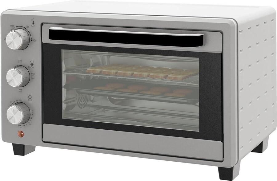 Compacte Tafeloven Mini Oventje Eenvoudig Koken Instelbare Temperatuur 21 Liter Zilver