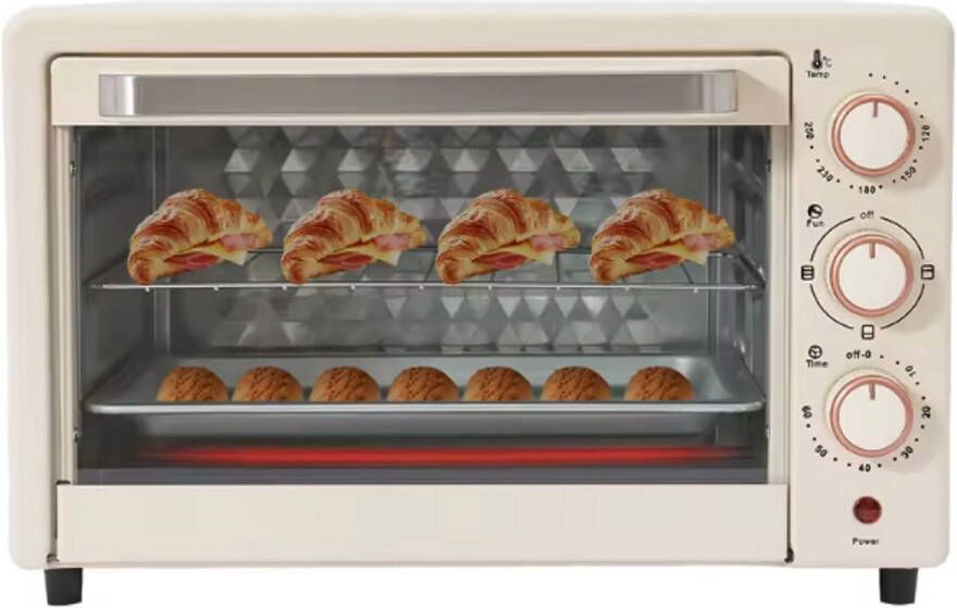 Mini Oven Vrijstaand Instelbare Temperatuur Timer 22L Beige