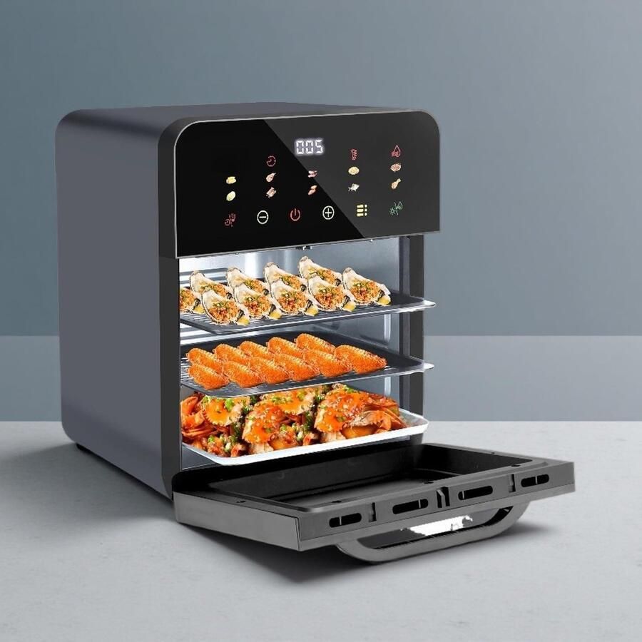 Mini Ovens Compacte Keukenoven Bakken en Grillen 8-in-1 Multifunctioneel 10 Liter Capaciteit Zwart - Foto 1