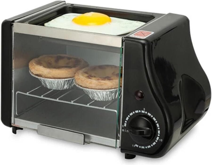 Mini Oventje Bakkerij Grill Ontbijt Maken Automatische Timer 1.5L Capaciteit Zwart