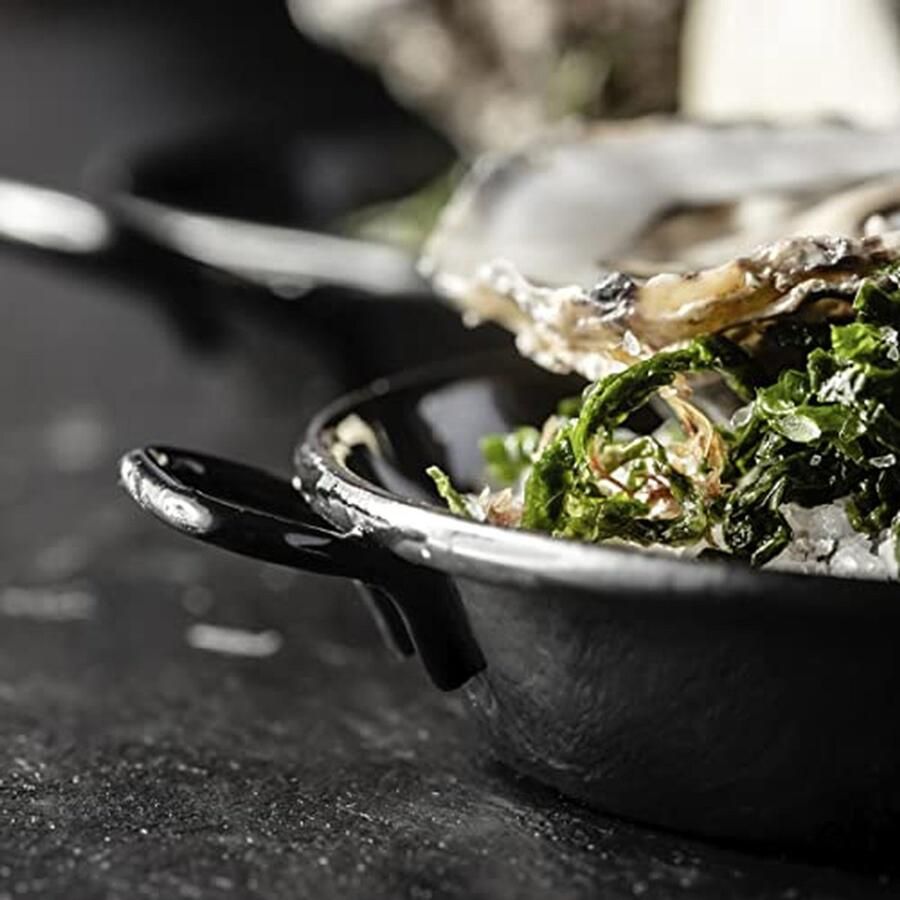 Paella pan Koekenpan Serveerschaal Koken en serveren Geëmailleerd staal 24 cm Zwart