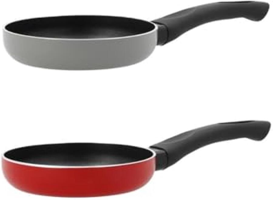 Mini Pan 14 cm Aluminium voor Spiegelei Rood of Grijs