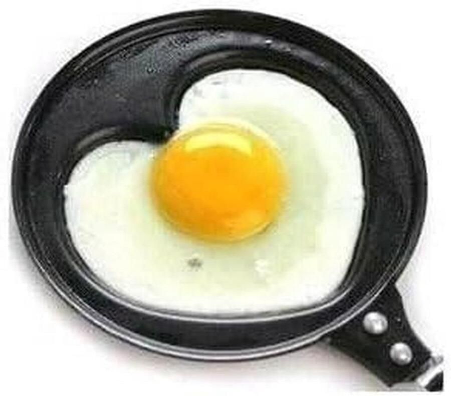 Mini-pan Hartvorm Koekenpan Romantisch Ontbijt Maken Antiaanbaklaag 12 cm Zwart