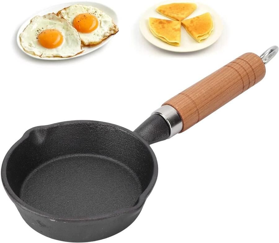 Mini-pan Zwart 10 cm Gietijzer met Ergonomisch Handvat Voor Eieren en Pannenkoeken