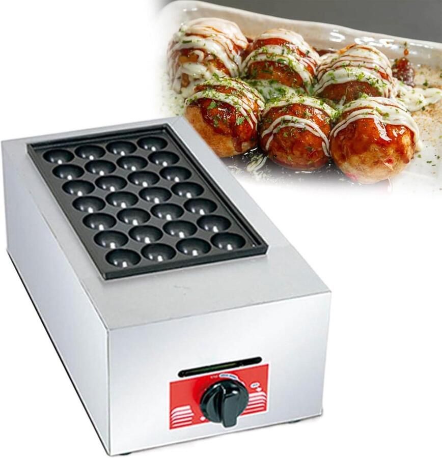 Mini Pannenkoek Maker Takoyaki Grill Snacks Maken Gas Aangedreven 4 cm Doorsnee Zilver