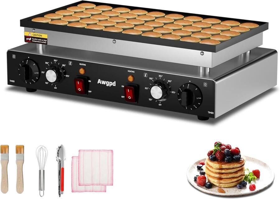 Mini Pannenkoekenbakker Apparaat voor Hapjes Snel Bakken Dubbele Besturing 50 Stuks Zwart A