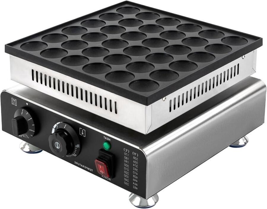 Mini Pannenkoekenbakker Pannenkoekenmachine Wafelijzer Snel Ontbijt Maken 36 Gaten Capaciteit 33x32x20 cm Zwart Zilver