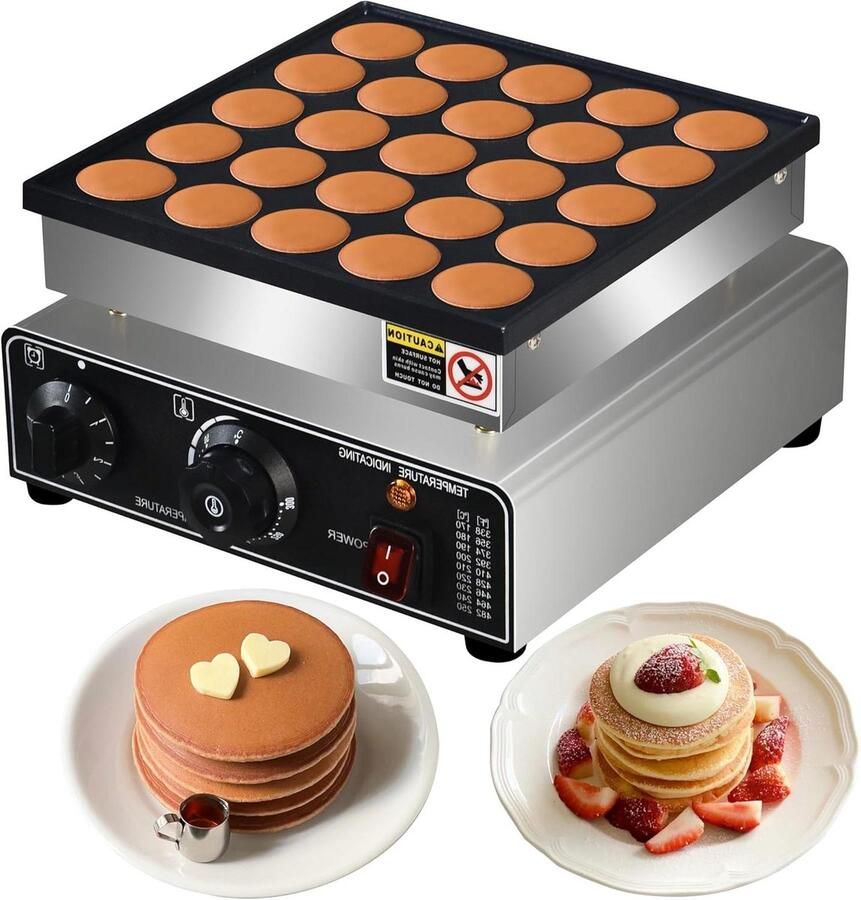 Mini Pannenkoekenmachine Poffertjes Maker Snel Bakken Antiaanbaklaag 25 Stuks Roestvrij Staal