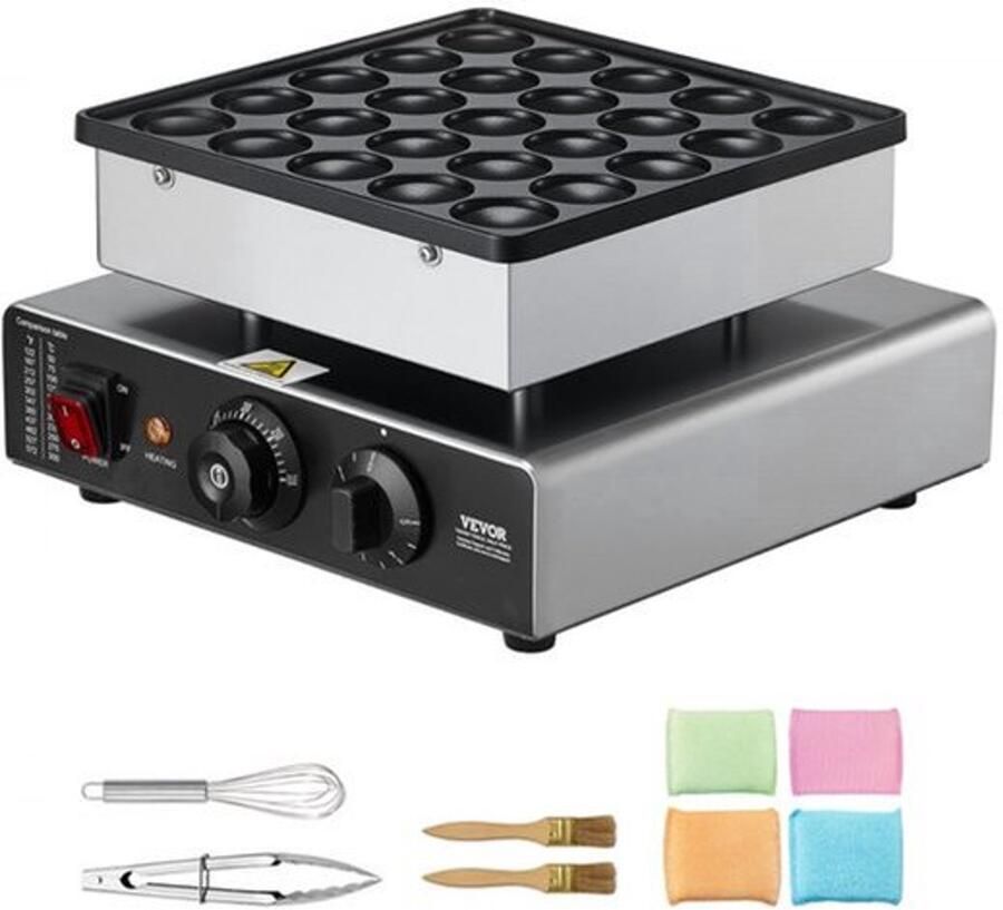 Mini Pannenkoekenmaker 25 Mini-Pannenkoeken 43 mm Diameter Roestvrij Staal Elektrisch Wafelijzer Poffertjes Grill Voor Thuis En Restaurant