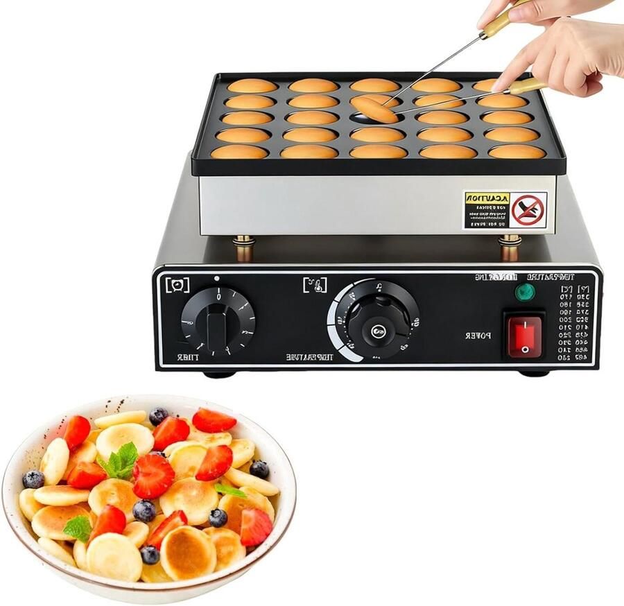 Mini Pannenkoekenmaker Apparaat Muffin Lekkere Snacks Maken Non-stick Coating 25 of 50 Stuks Zilver Zwart