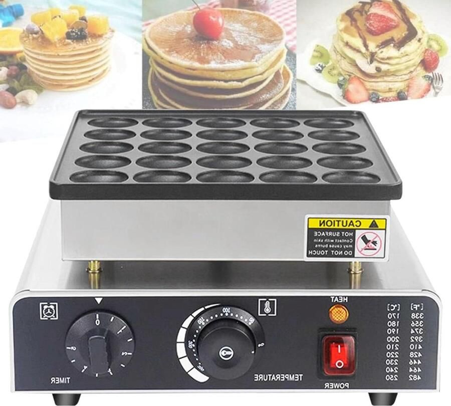Mini Pannenkoekenmaker Apparaat Pofertjes Snelle Snacks Maken 25 Stuks Tegelijk 850 Watt Rood