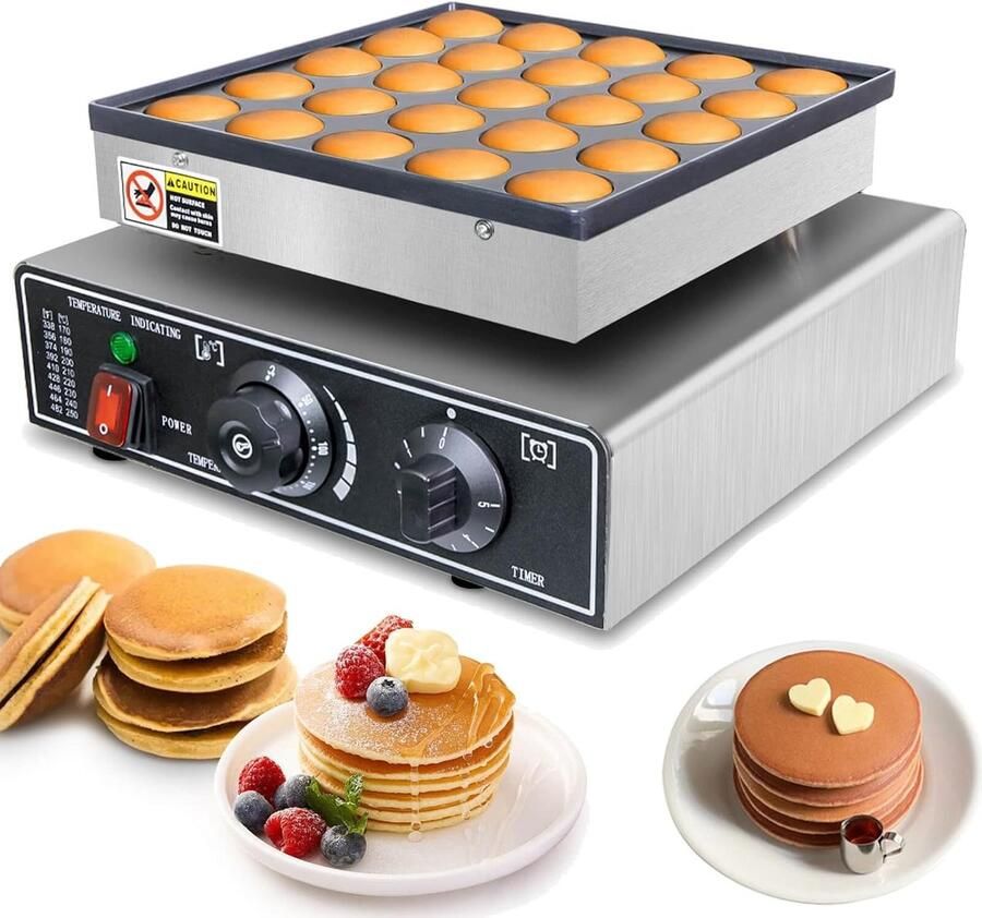 Mini Pannenkoekenmaker Apparaat Poffertjes Snelle Snacks Maken 25 Stuks Tegelijk 30x32x19cm Zilver