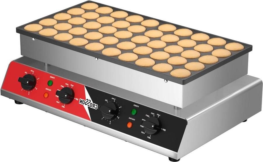 Mini Pannenkoekenmaker Apparaat voor Pannenkoekjes Snelle Ontbijtjes 50 Gaten 53x32x15 cm Zilver