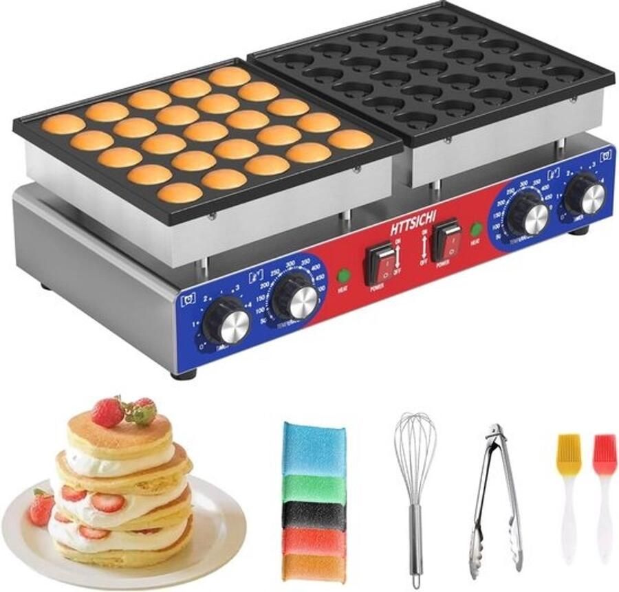 Mini Pannenkoekenmaker Apparaat voor Poffertjes Snel Ontbijt Maken Dubbele Bakplaat Vormen