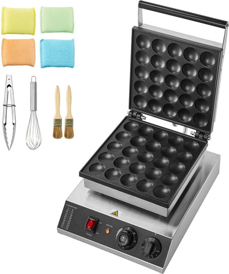 Mini pannenkoekenmaker Met 25-Holes 31 x 39.1 x 22.9 cm Roestvrij Staal 1700W Anti-Aanbak Roestvrij Staal Temperatuur，Tijdregeling