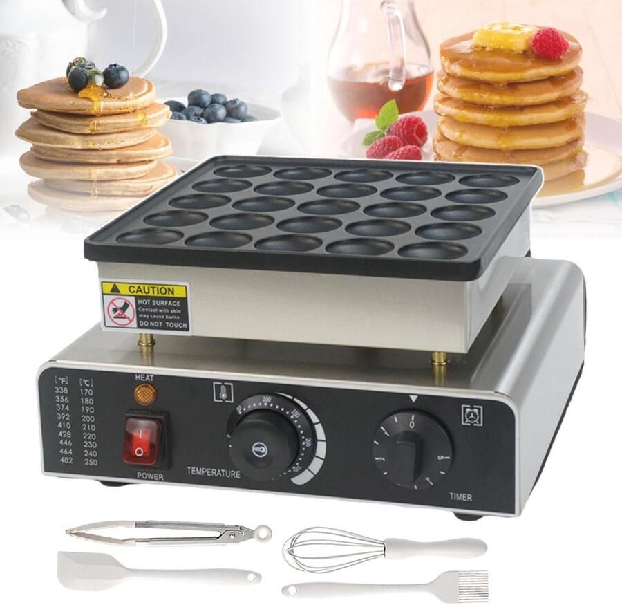 Mini Pannenkoekenmaker Muffin Apparaat Wafelijzer Snacks Maken 25 Gaten 42 mm Diameter Zilver