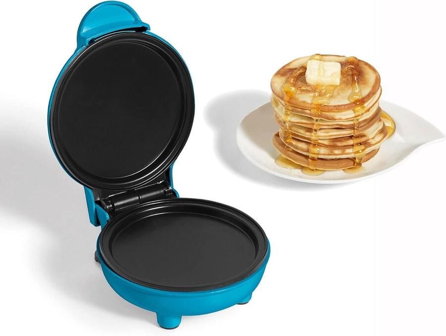 Mini Pannenkoekenmaker Pannenkoekapparaat Ontbijt Maken Antiaanbaklaag 10 cm diameter Turkoois