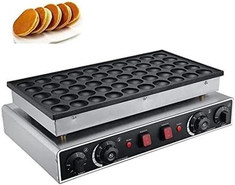 Mini Pannenkoekenmaker Poffertjes Bakker Snelle Ontbijtoplossing Antiaanbaklaag 50 stuks Zilver