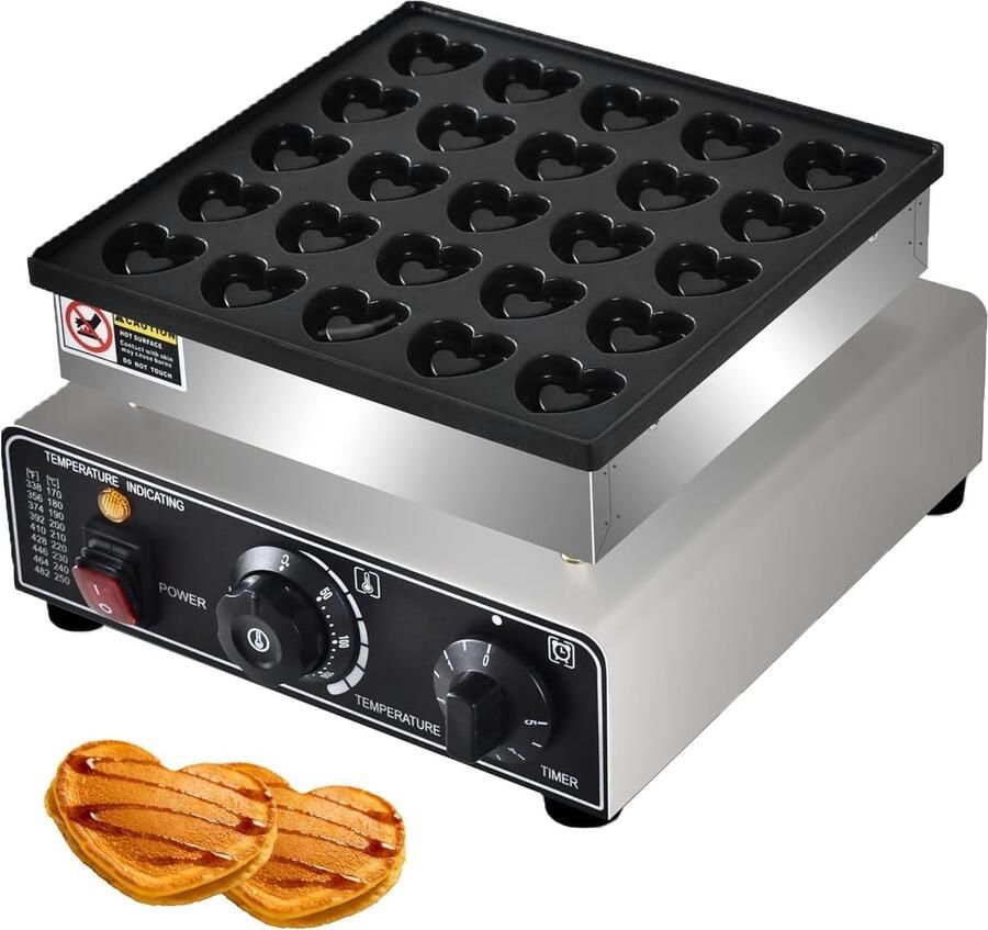 Mini Pannenkoekenmaker Poffertjesgrill Wafelmaker Ontbijt Maken 25 Stuks Tegelijk 850 W Roestvrijstaal