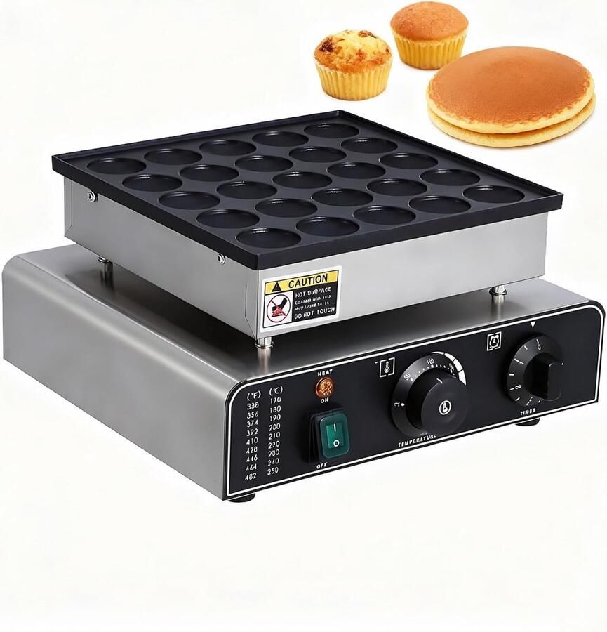 Mini Pannenkoekenmaker Poffertjespan Bakplaat Ontbijt Snacks Maken Non-stick Coating 25 Stuks RVS