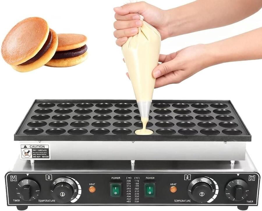 Mini Pannenkoekenmaker Poffertjespan Wafelijzer Snelle Snacks Maken 50 Stuks Tegelijk 4.5 cm Diameter Zilver