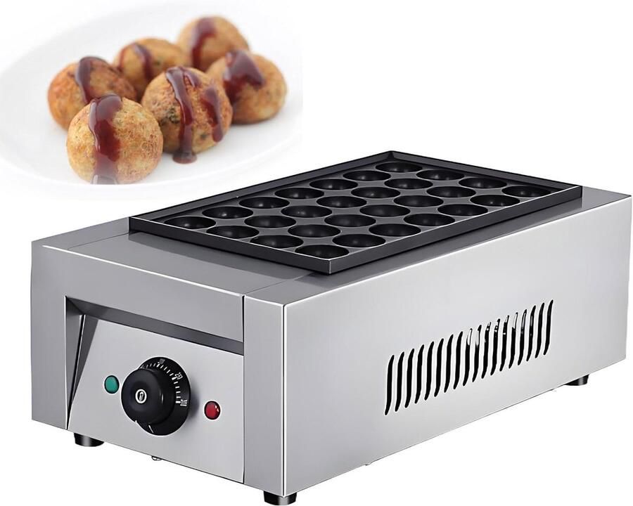 Mini Pannenkoekenmaker Takoyaki Maker Wafelijzer Snacks Maken Snelle Gelijkmatige Verhitting 4 cm Doorsnee Zilver