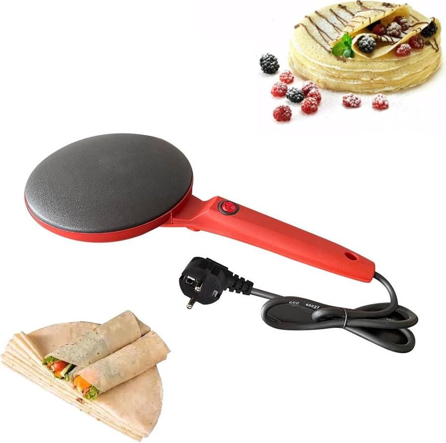Mini pannenkoekenmaker voor thuisgebruik elektrische pannenkoekenplaat rood
