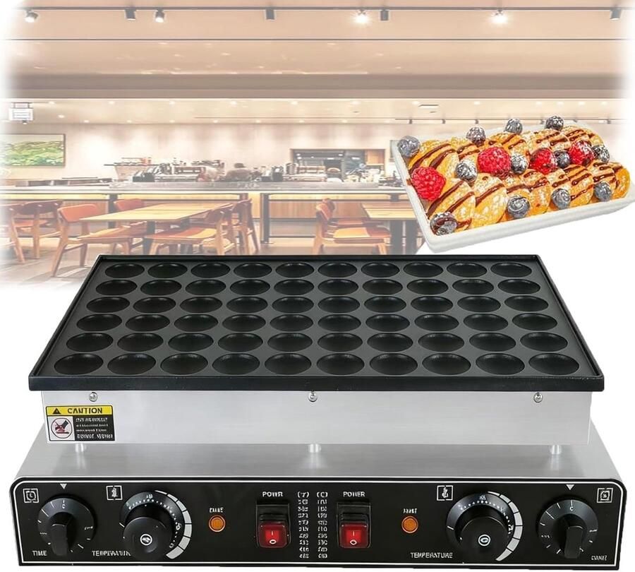 Mini Pannenkoekenmaker Wafelijzer Apparaat Snelle Ontbijtjes 50 Gaten Tegelijk 38 cm Breed