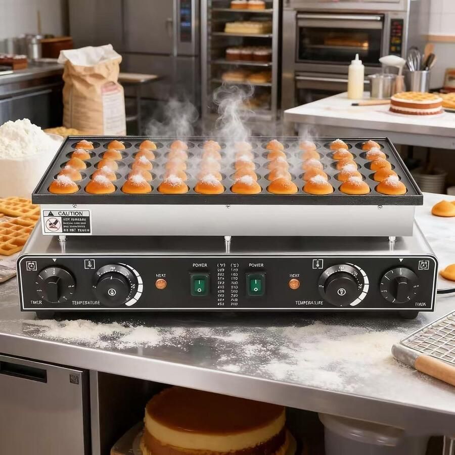 Mini Pannenkoekenmaker Wafelijzer Donut Maker Snel Snacks Bakken 50 Gaten Non-stick 4 cm per stuk Zilver