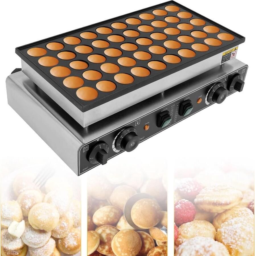 Mini Pannenkoekenmaker Wafelijzer Poffertjespan Snacks Maken Dubbele Thermostaat 50 Stuks Zwart