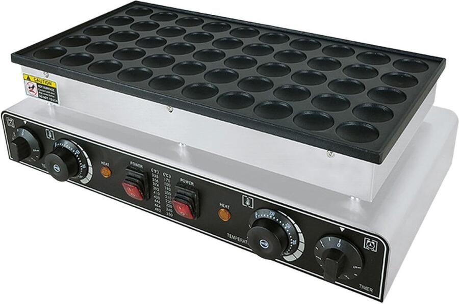 Mini Pannenkoekenmaker Wafelmachine Pofertjesmaker Snel Snacks Maken Antiaanbaklaag Dubbele Timer 50 Gaten Zilver