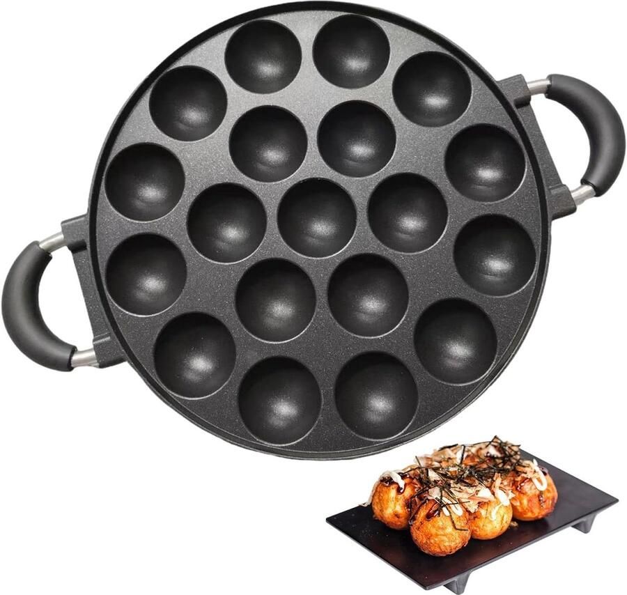Mini Pannenkoekenpan Eierkoekenpan Ontbijt Maken 19 Vormen Ontwerp 40 x 28 cm Zwart