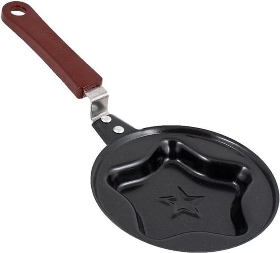 Mini Pannenkoekenpan Eierpan Koekenpan Ontbijt Maken Ster Ontwerp Handvat 12cm Diameter Zwart