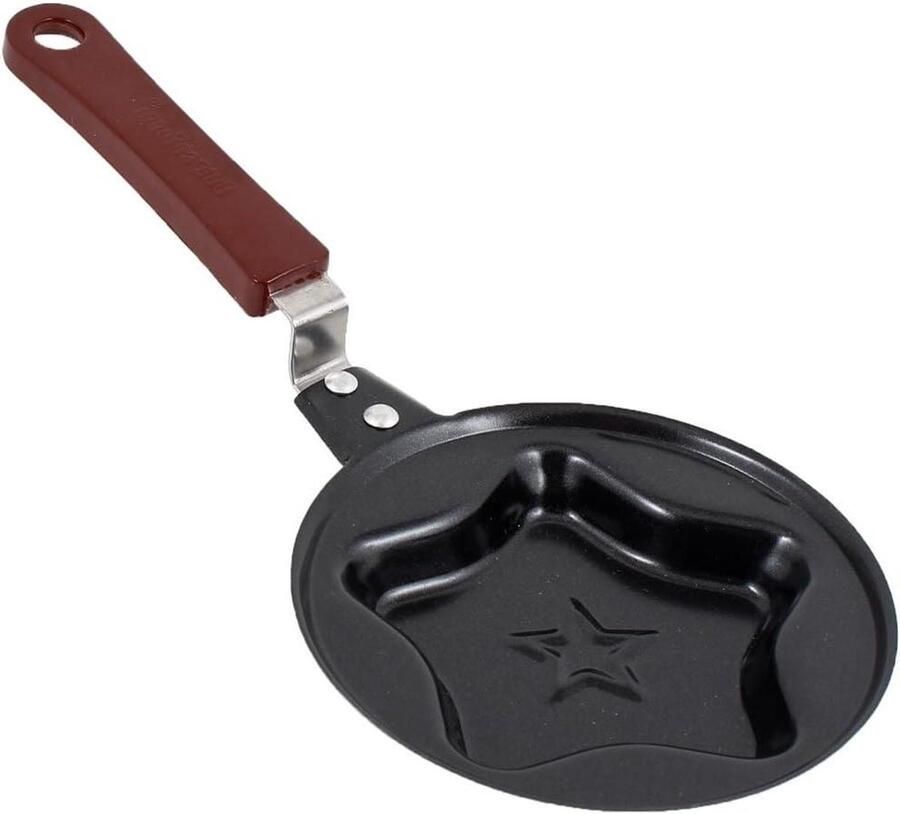 Mini Pannenkoekenpan Eierpan Koekenpan Ontbijt Maken Ster Ontwerp Handvat 12cm Diameter Zwart