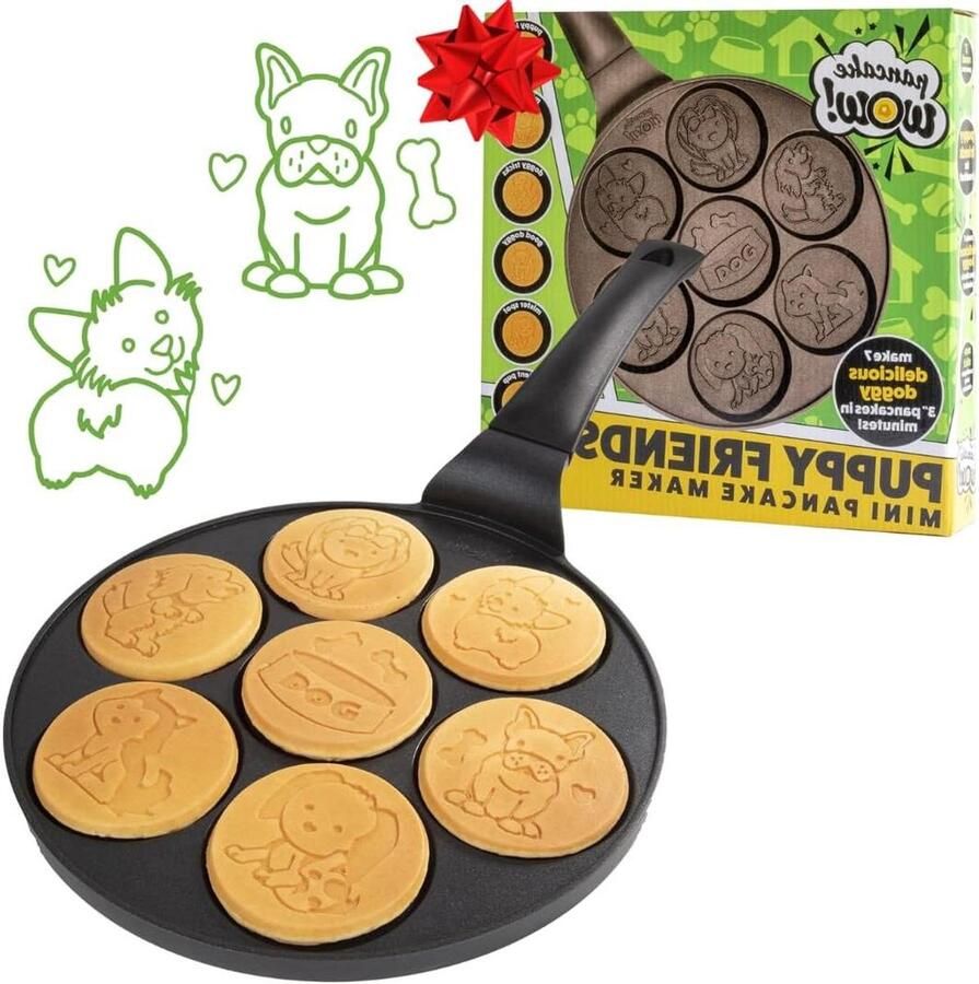 Mini Pannenkoekenpan Honden Vorm Leuke Ontbijtjes Maken 7 Unieke Motieven 25 cm Zwart