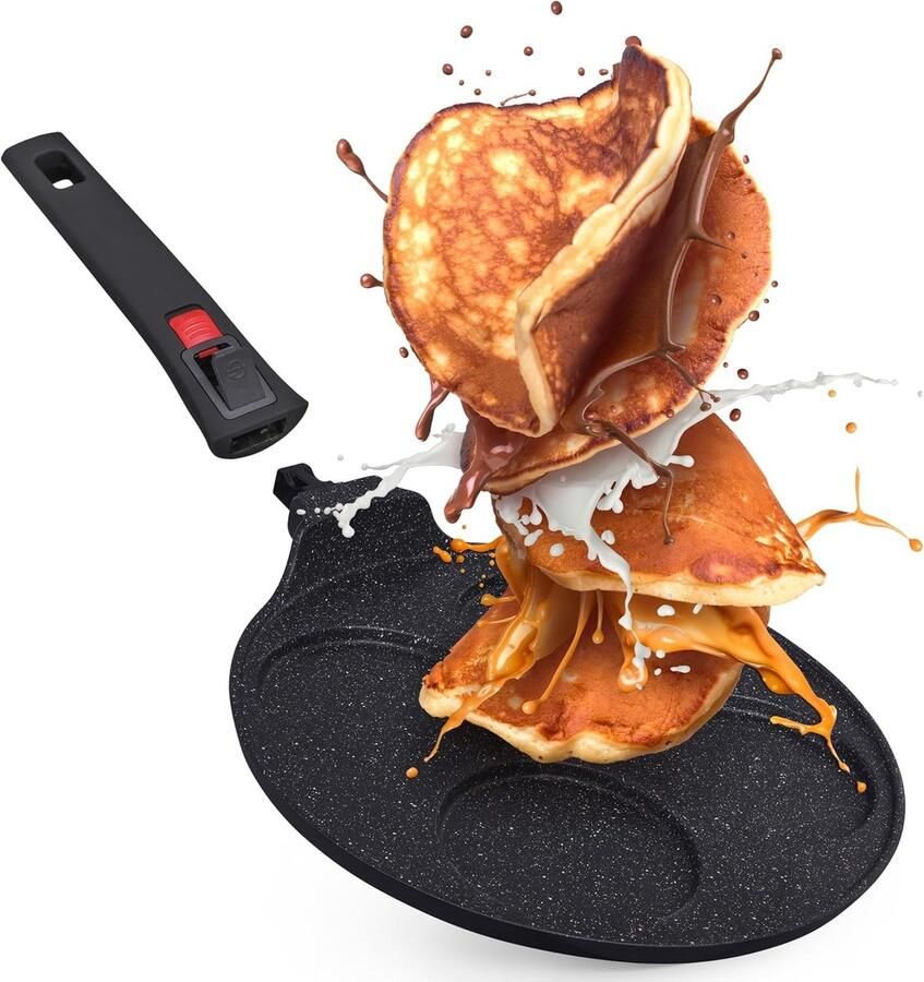 Mini Pannenkoekenpan Zwart 4 Gaten Antiaanbaklaag Voor Perfecte Ontbijten