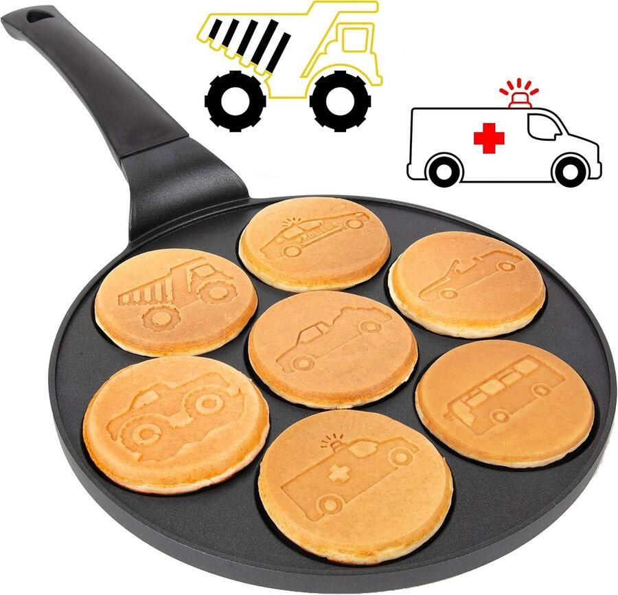 Mini Pannenkoekenpan voor 7 Voertuigvormen Non-stick Bakplaat voor Ontbijtplezier