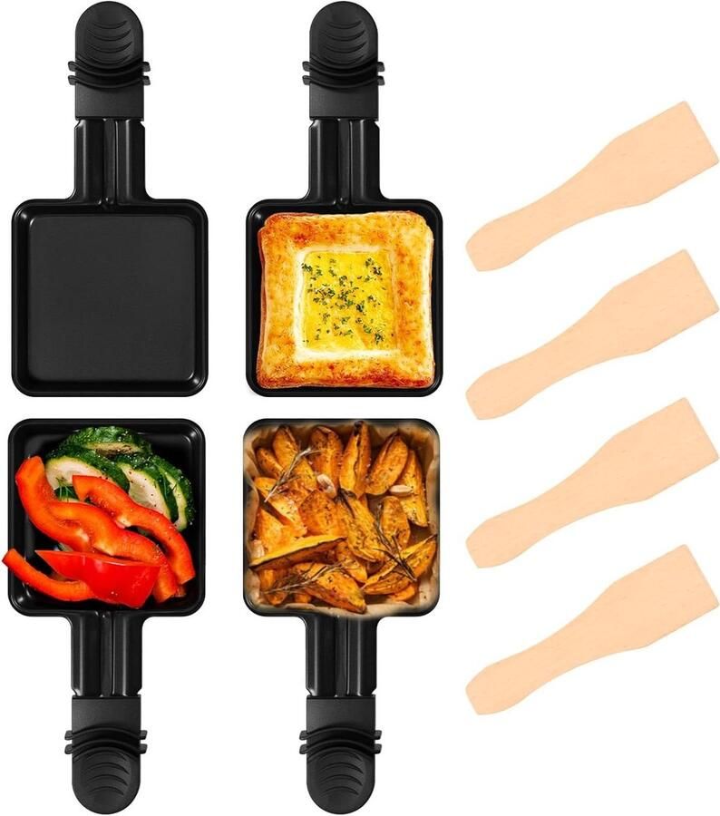 Mini Pannetjes Kleine Grillpannen Lekkere Snacks Maken Anti-aanbaklaag 4 Stuks Zwart