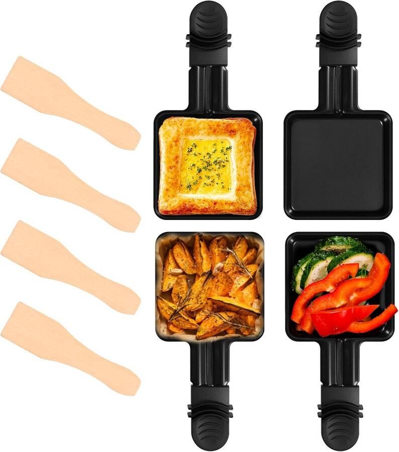 Mini pannetjes Kleine grillpannen Snacks bereiden Anti-aanbaklaag 4 stuks Zwart