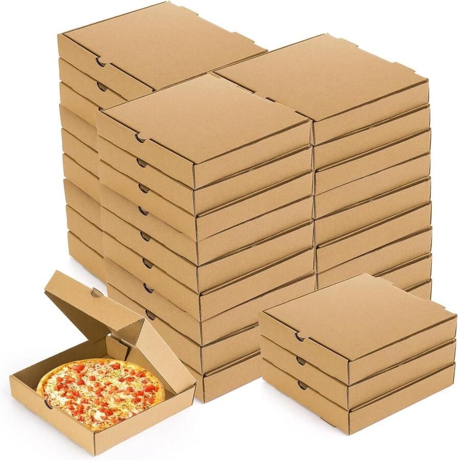 Mini Pizza Doosjes Kleine Pizzadozen Karton Taartjes Verpakken Met Ventilatiegaatjes 40 Stuks Bruin