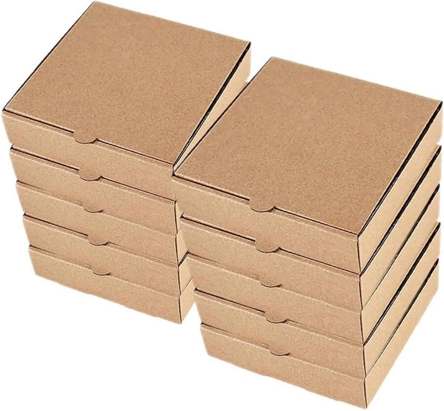 Mini Pizza Dozen Verpakkingsdozen Snacks Eten Presenteren Gemakkelijk Monteren 16x16x4 cm Lichtbruin