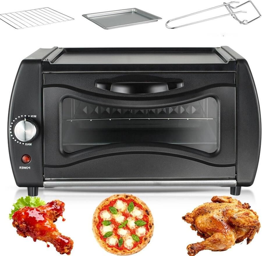 Mini Pizza Oven Elektrische Oven Pizza Bakken Dubbele Pizza Capaciteit 15L Zwart