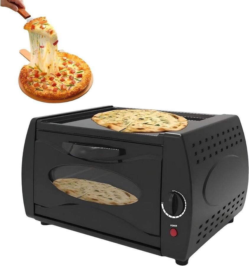 Mini Pizzaoven Elektrische Oven Thuis Pizza Bakken Dubbele Laag Capaciteit 39x30x22cm Zwart