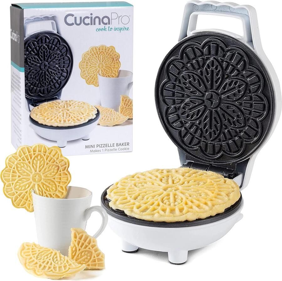 Mini Pizzelle Maker Kleine Wafelijzer Desserts Maken Traditioneel Italiaans 12.7 cm Zwart